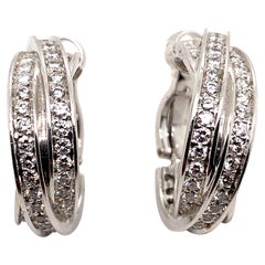 Cartier Trinity Earrings Diamond Set 18 Karat White Gold