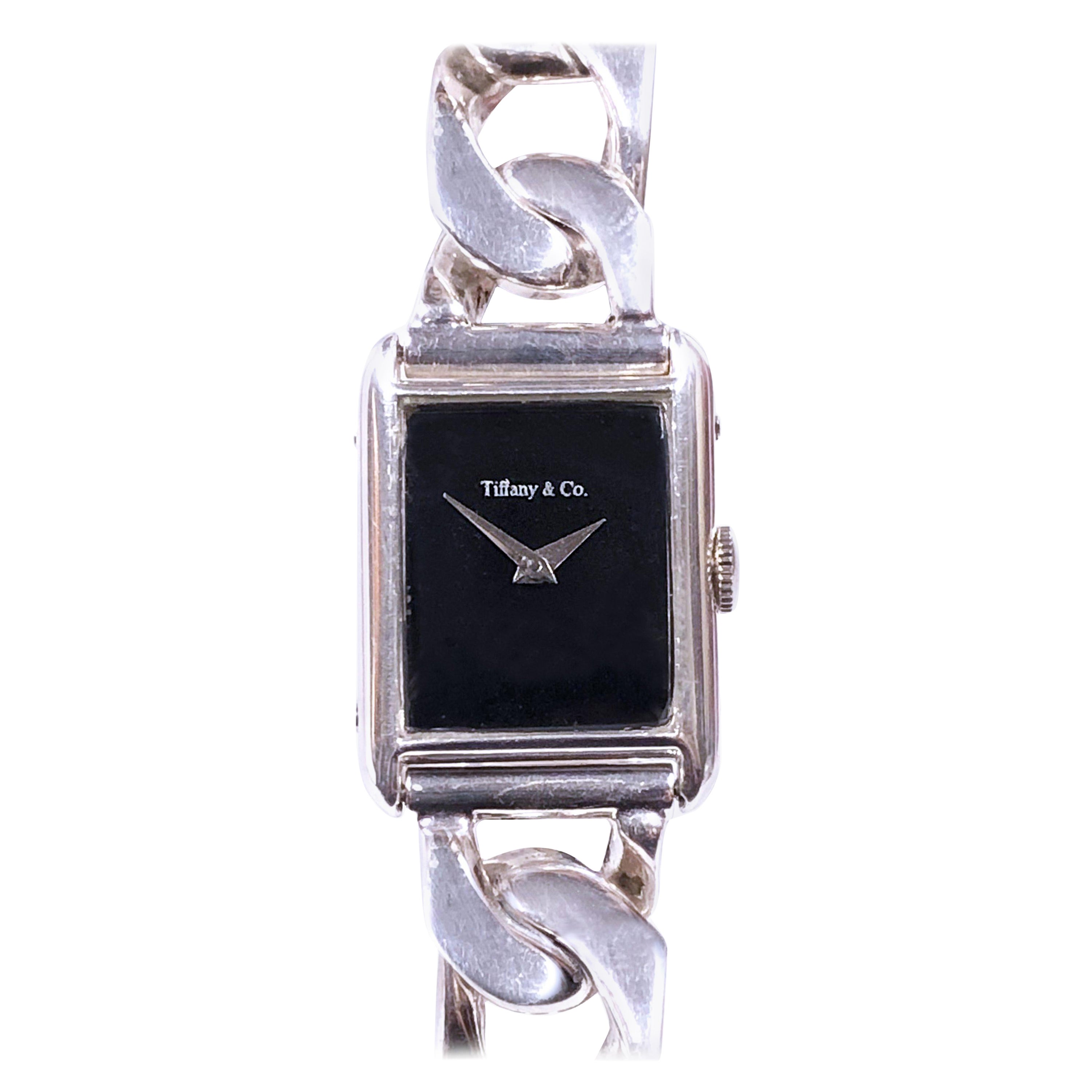 Tiffany & Co. Sterling Tank Model Bracelet Wristwatch