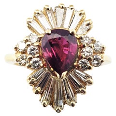 14 Karat Yellow Gold Natural Ruby and Diamond Ring