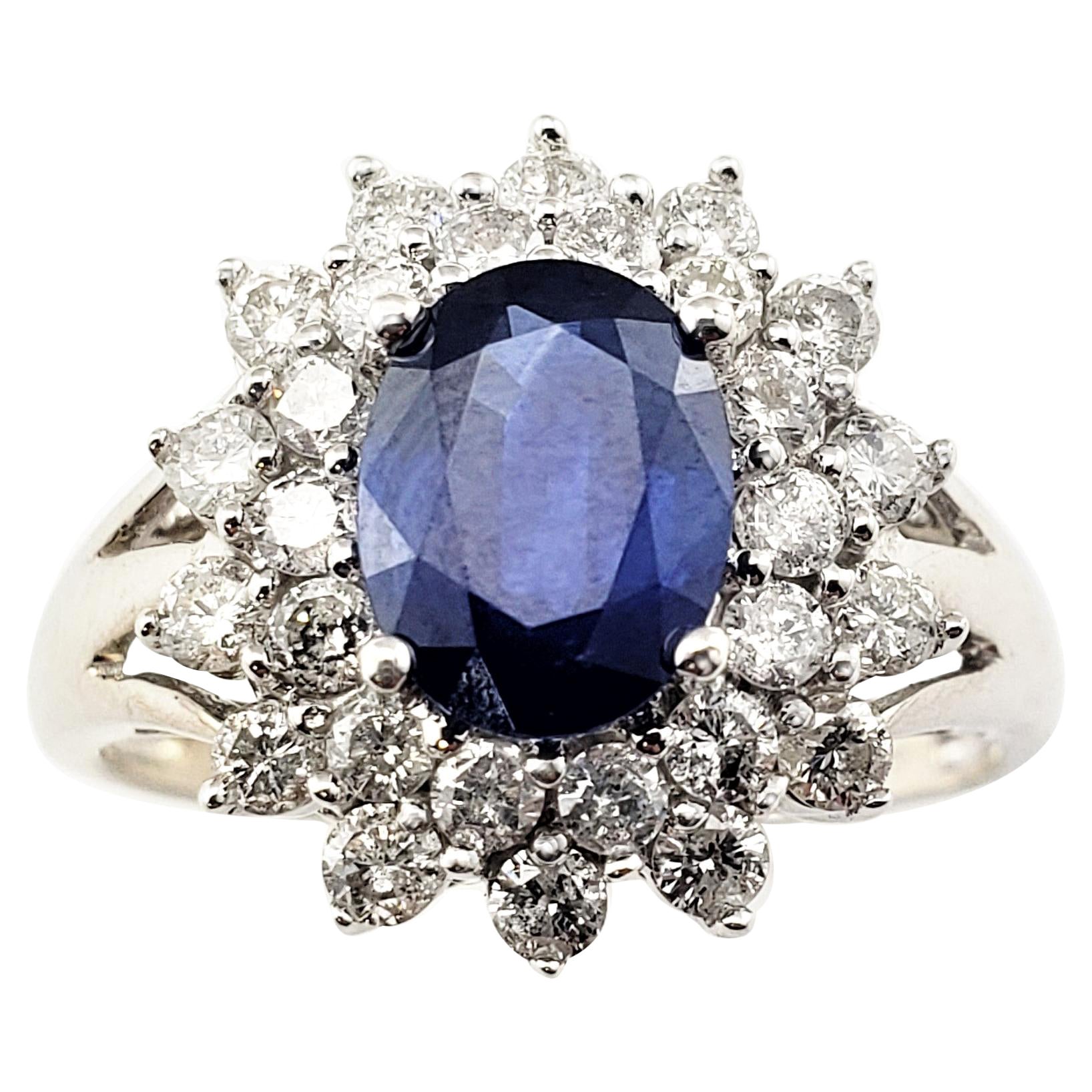 14 Karat White Gold Sapphire and Diamond Ring