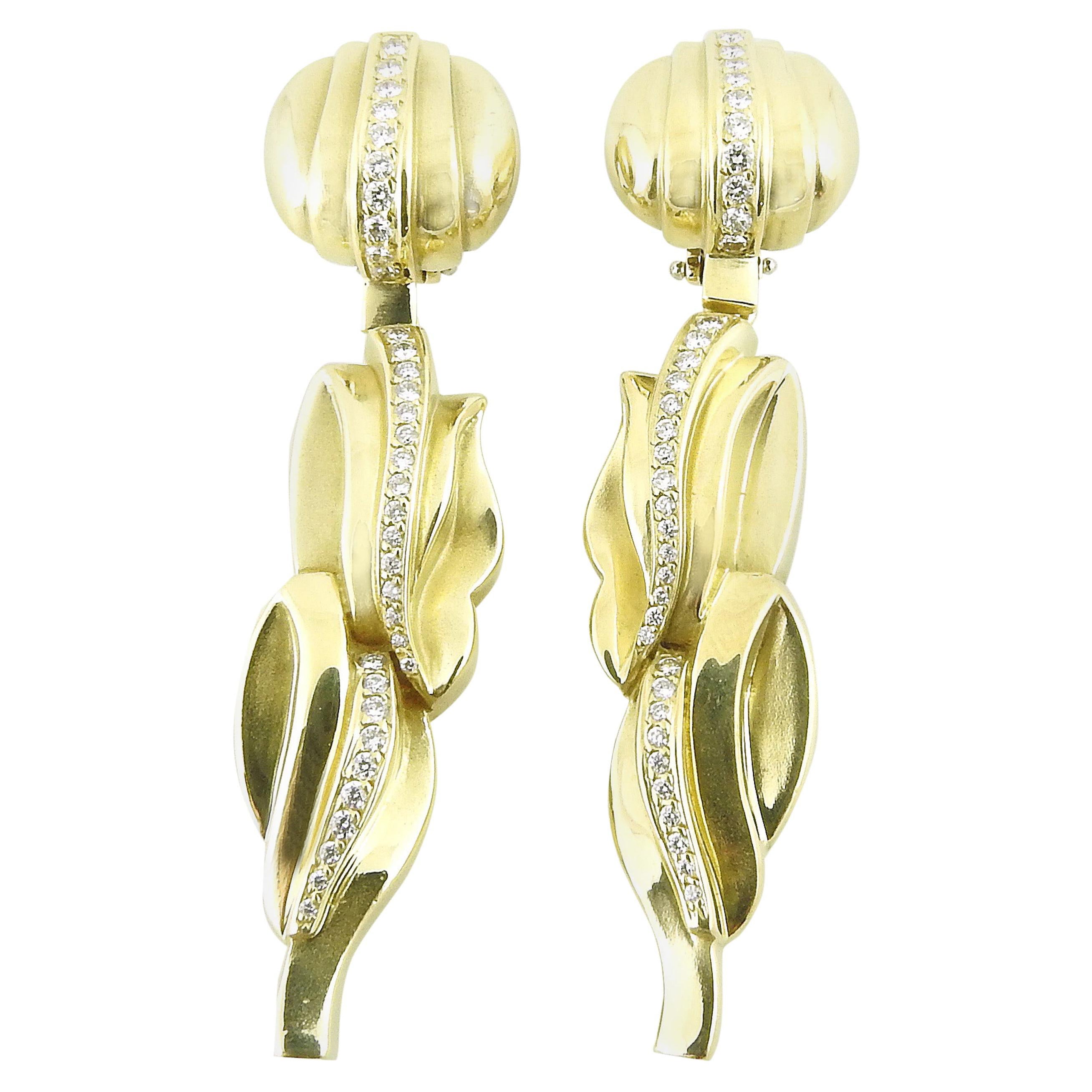 B. Kieselstein Cord Diamond 18 Karat Gold Ear Clips For Sale at 1stDibs