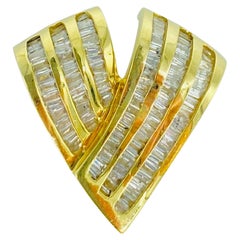Vintage 4.65 Carat Baguette Diamonds Heart Pendant 14k Gold