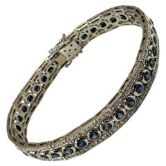 18 Karat White Gold Sapphire and Diamond Bracelet GIA Certified