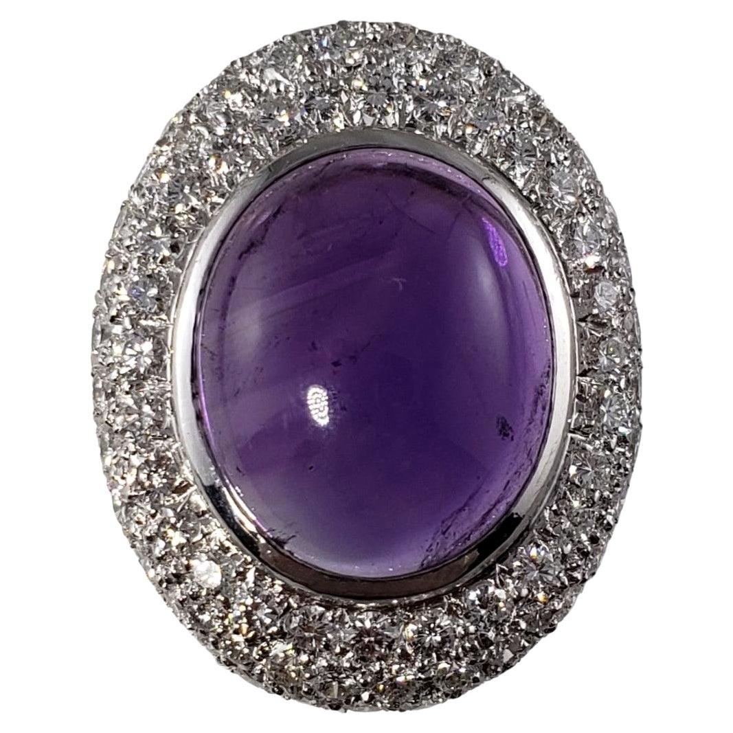 18 Karat Yellow Gold Amethyst and Diamond Ring GIA Certified For Sale