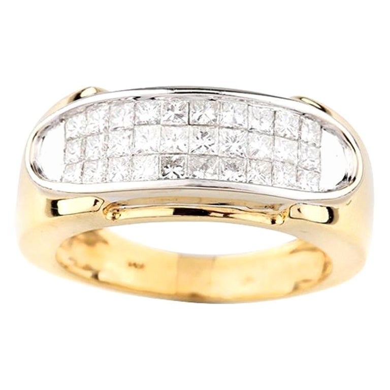 2.50 Carat Princess Cut Plaque Ring in Yellow Gold For Sale