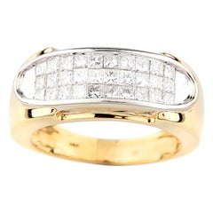 2.50 Carat Princess Cut Plaque Ring in Yellow Gold