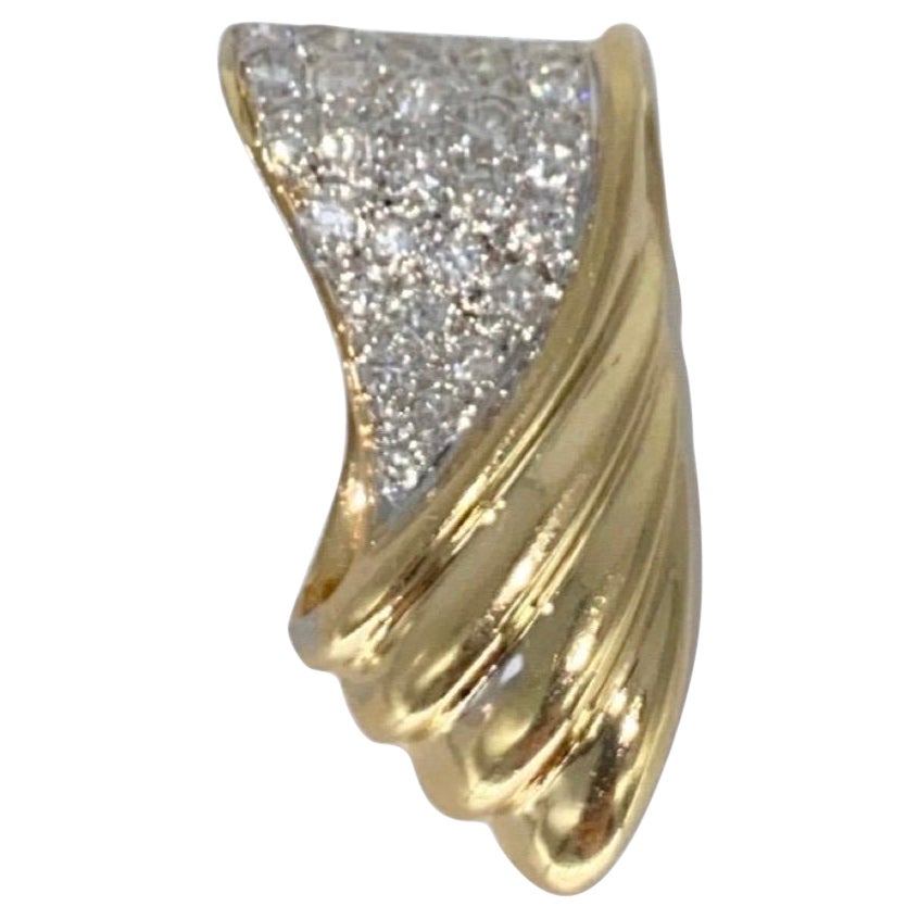 Pendentif pivotant vintage en or 14 carats avec diamants ronds de 3,25 carats au design fantaisie