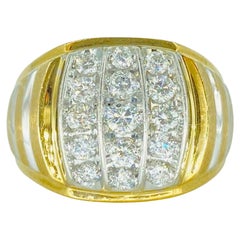 Anillo de hombre de 3,00 quilates de diamantes redondos bicolor con diseño de rayas de tigre