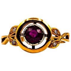 Art Deco Style White Brilliant Cut Diamond Ruby Yellow Gold Cocktail Ring