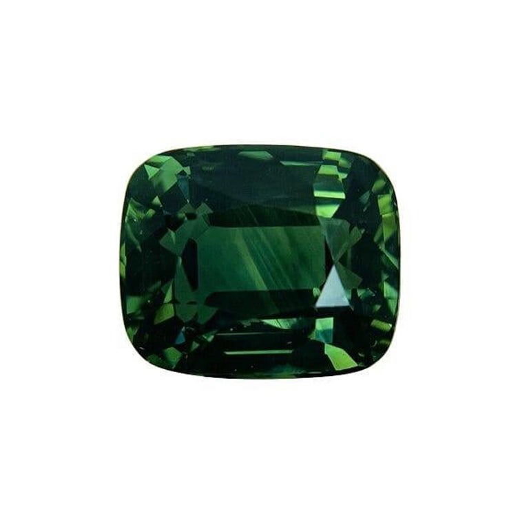 7.03Ct Ceylon Cushion Green Sapphire For Sale