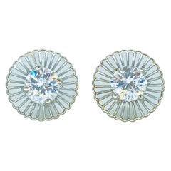 GIA Certified 0.94 Carat Round Diamond Stud Floral Rim Design Earrings