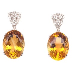 22.07 Carat Citrine Dangling Earrings