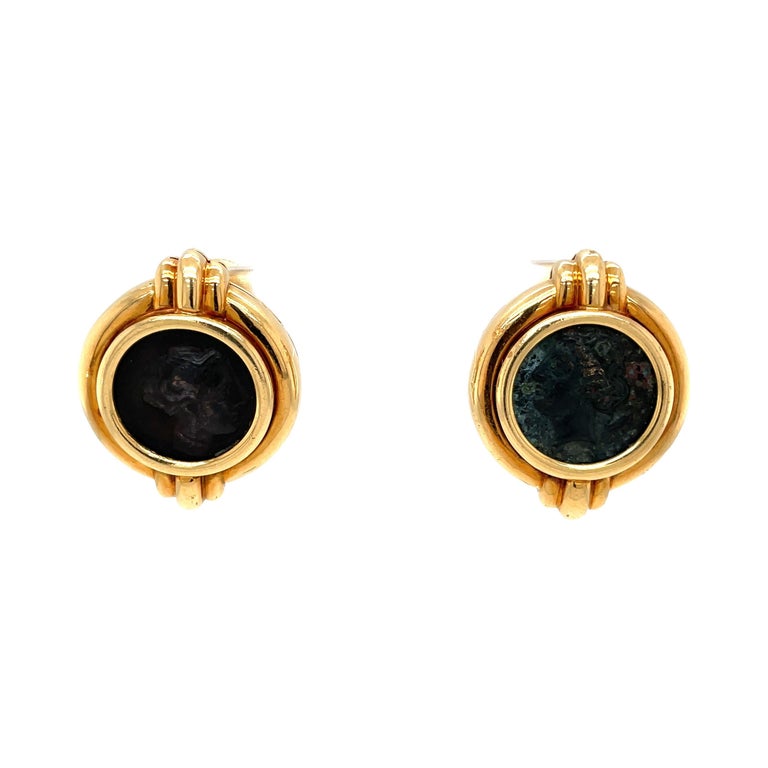 Bulgari Monete Gold Rare Ancient Coin Earrings For Sale at 1stDibs
