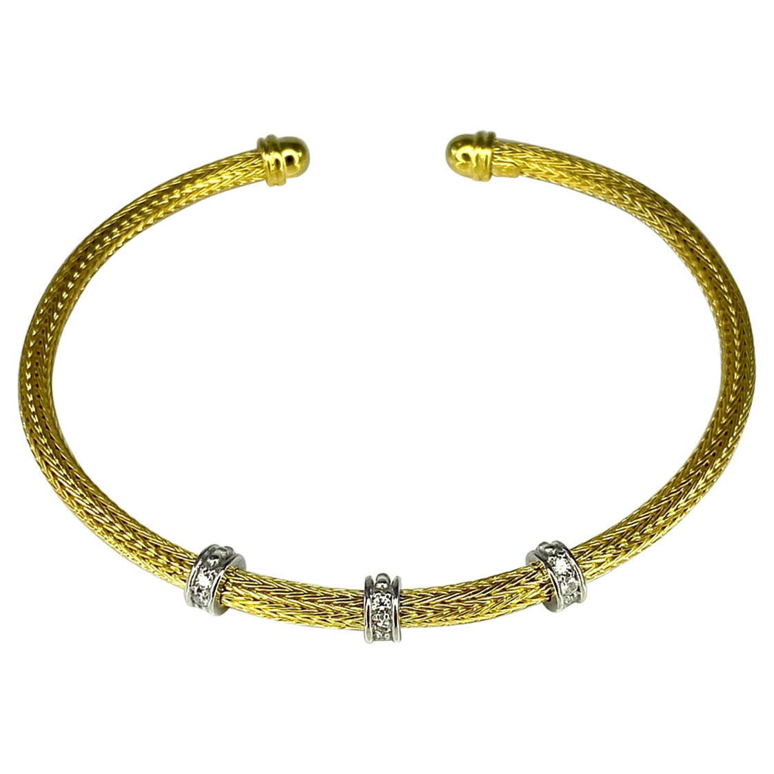 Georgios Collections 18 Karat Yellow Gold Rope Bracelet with Beads and Diamonds