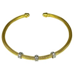 Georgios Collections 18 Karat Gelbgold Seil-Armband mit Perlen und Diamanten