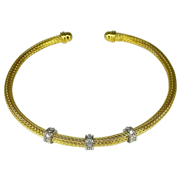 Georgios Collections 18 Karat Yellow Gold Rope Bracelet with Beads and Diamonds For Sale