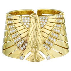 Antique Cartier 18K Yellow Gold Egyptian Horus Falcon Bracelet