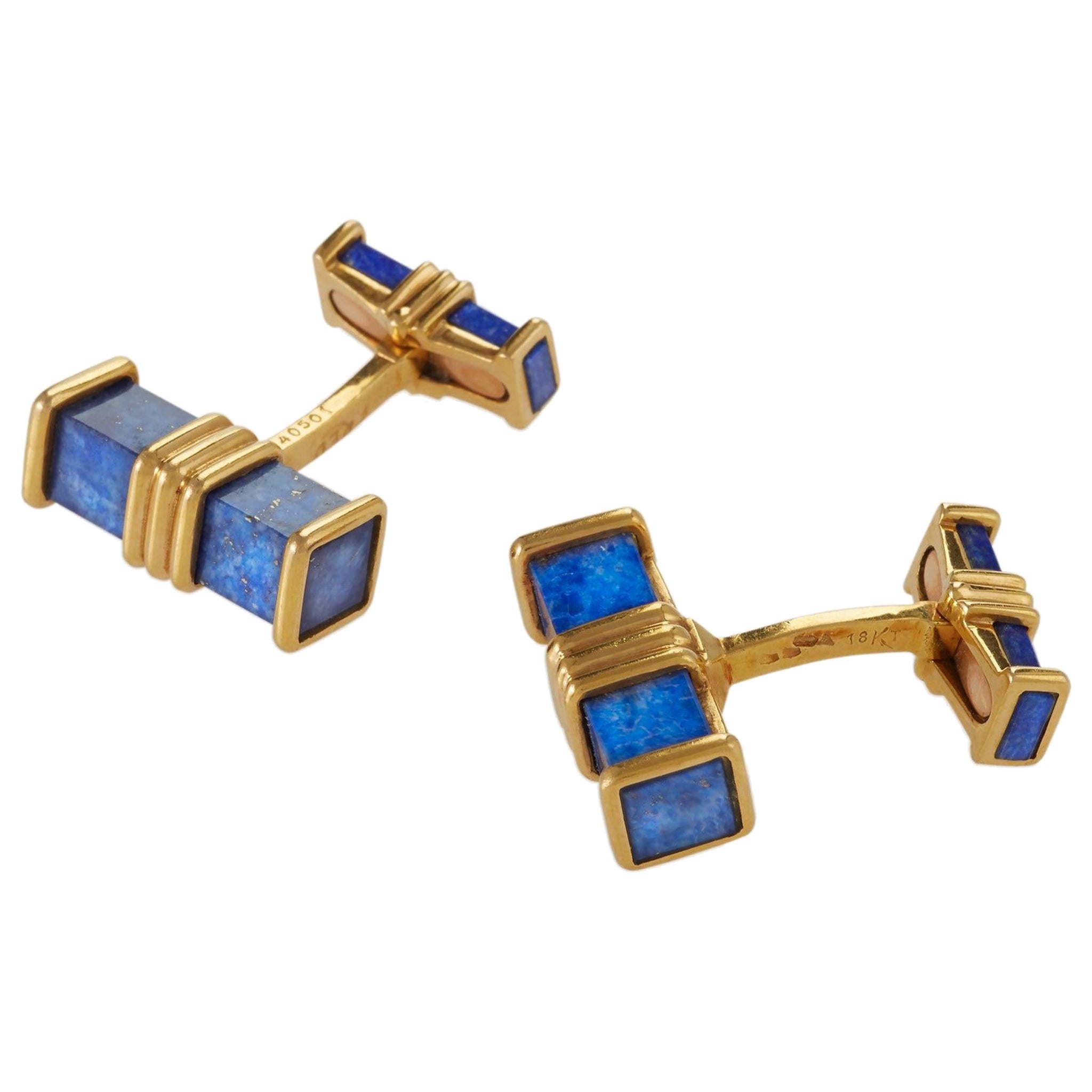 Fred Paris Lapis Lazuli Baton Cuff Links 