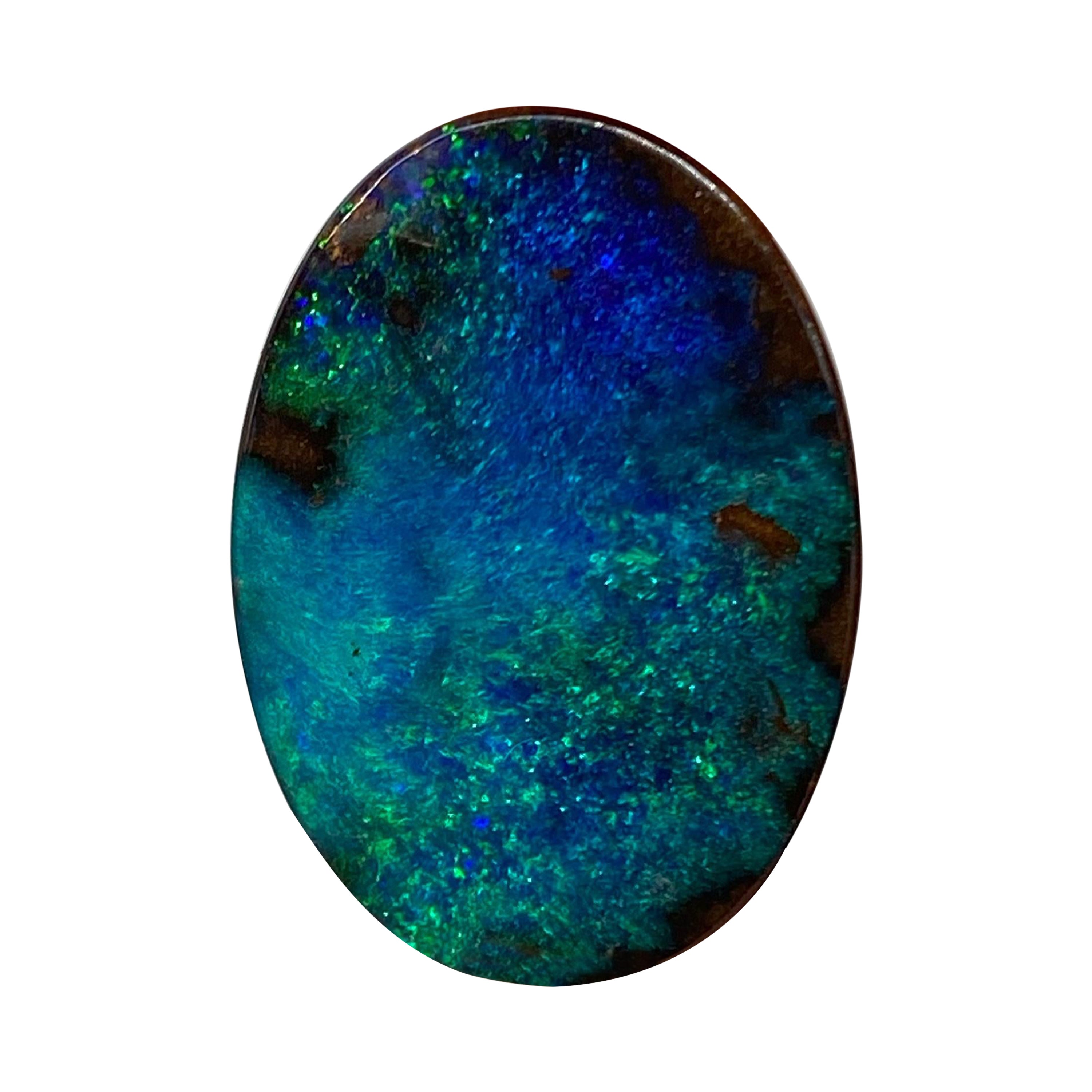 Opale de rocher australienne ovale vert-bleu 11,13 carats en vente