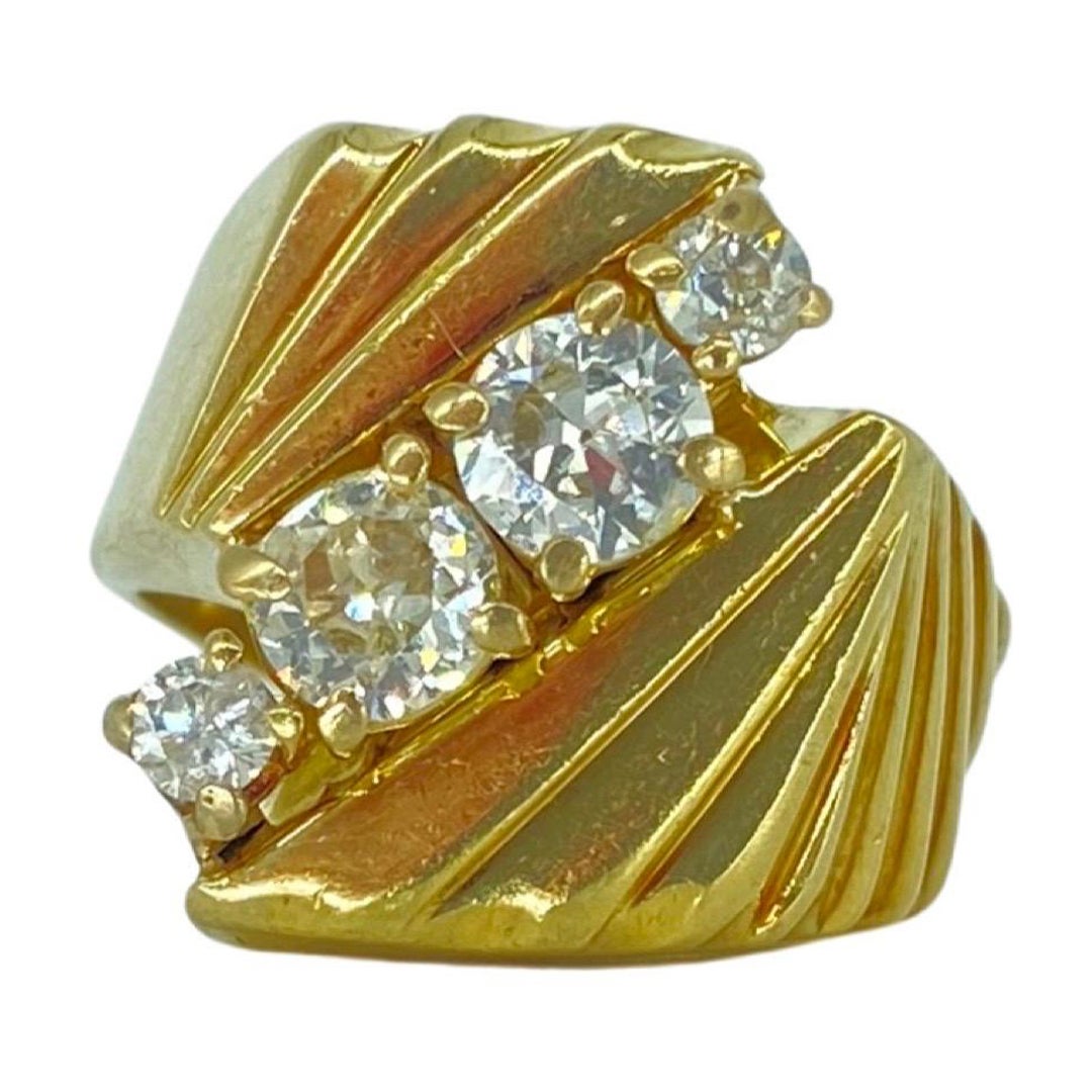 Bague d'homme antique 1.10 carat Old Miner Diamond Pinky Ring 14k Gold en vente