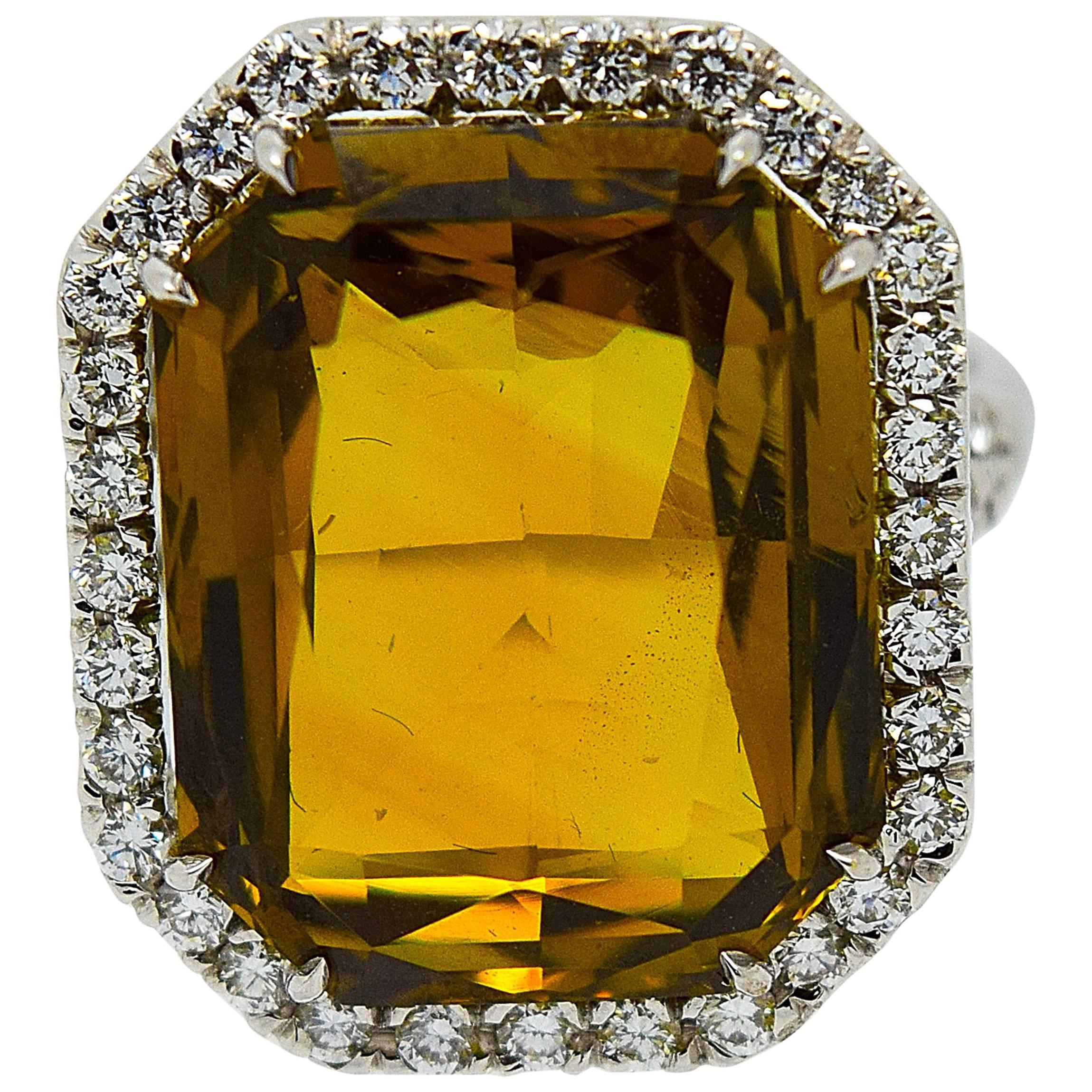 18.23 Carat Natural GIA Cert Alexandrite Diamond Gold Ring
