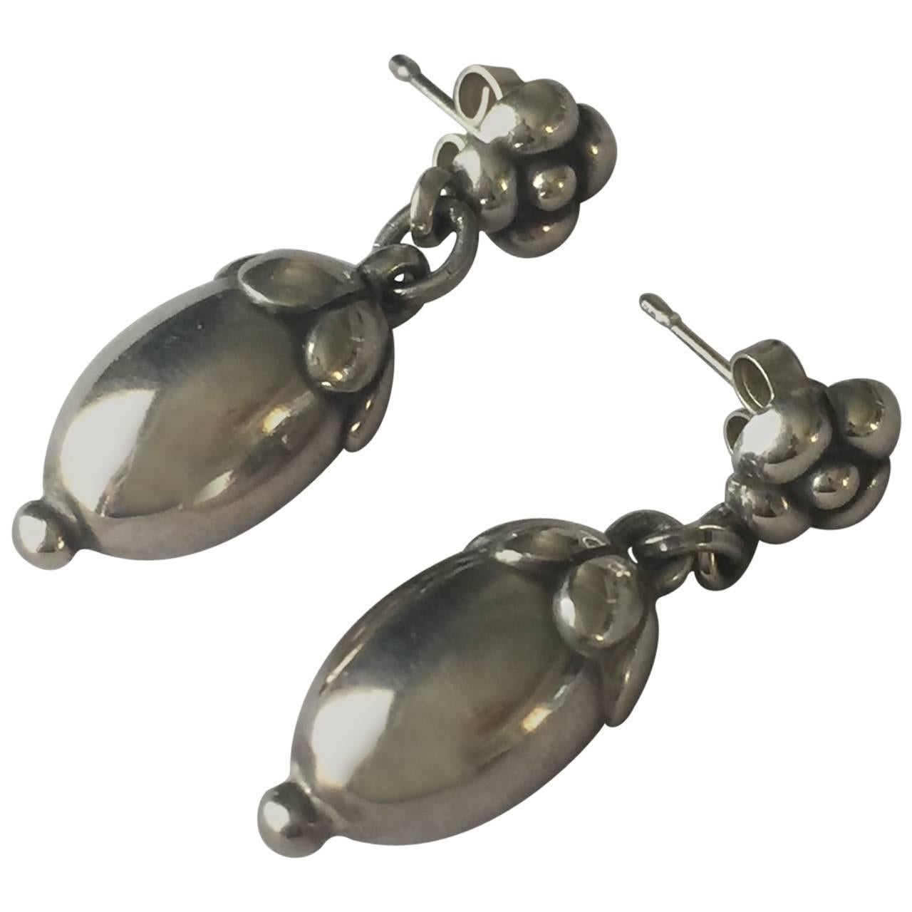 Georg Jensen Sterling Silver "Acorn" Earrings No. 4