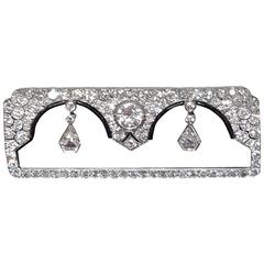 Lacloche Freres Art Deco Onyx Diamond Platinum Brooch