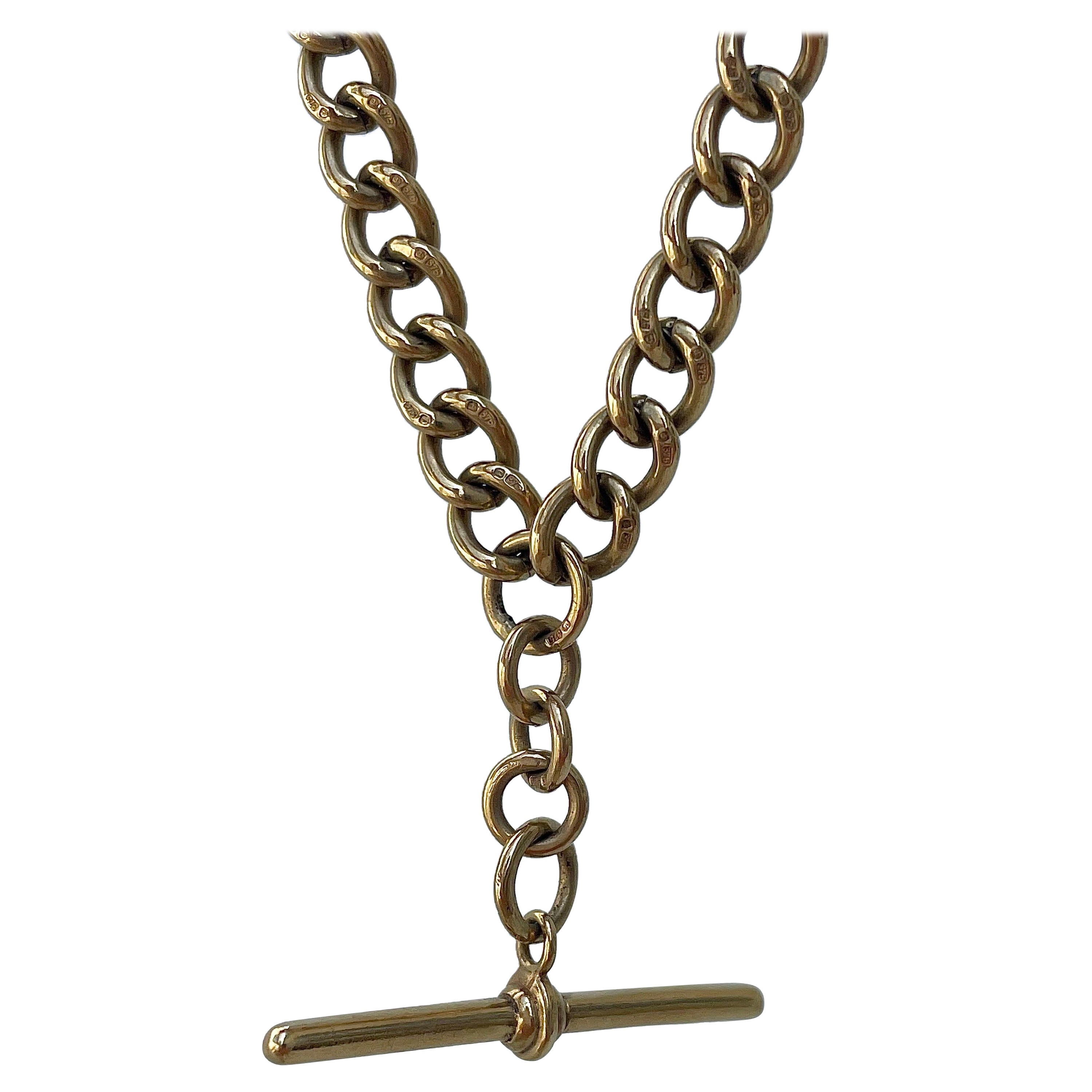 Antique 9ct Yellow Gold Double Albert Chain Necklace For Sale