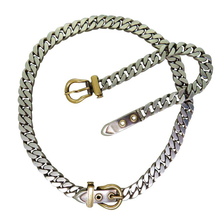 Classic Hermes Silver Gold Buckle Necklace Bracelet Set