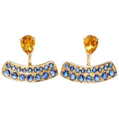 Dubini Theodora Citrine and Blue Sapphire 18K Yellow Gold Earrings