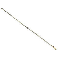 14K Yellow Gold 0.16CT Diamond PAPER CLIP Link Bracelet 