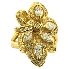 14kt Yellow Gold Fancy Cut Marquise Diamond Ring