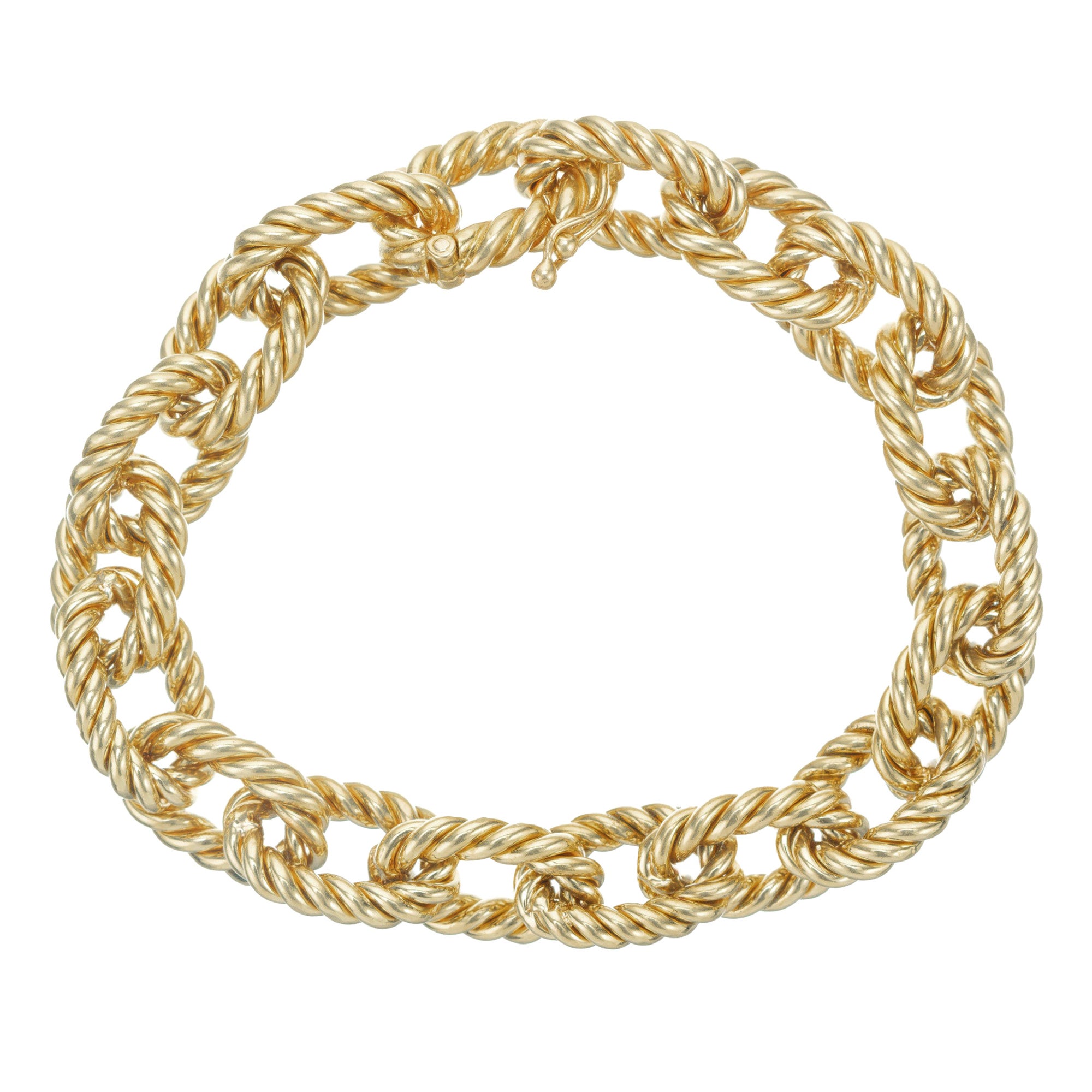 Asprey Yellow Gold Twisted Wire Link Bracelet For Sale