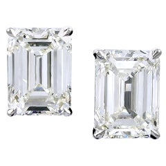 ISSAC NUSSBAUM 10.25 Carat Emerald Cut Diamond Stud Earrings