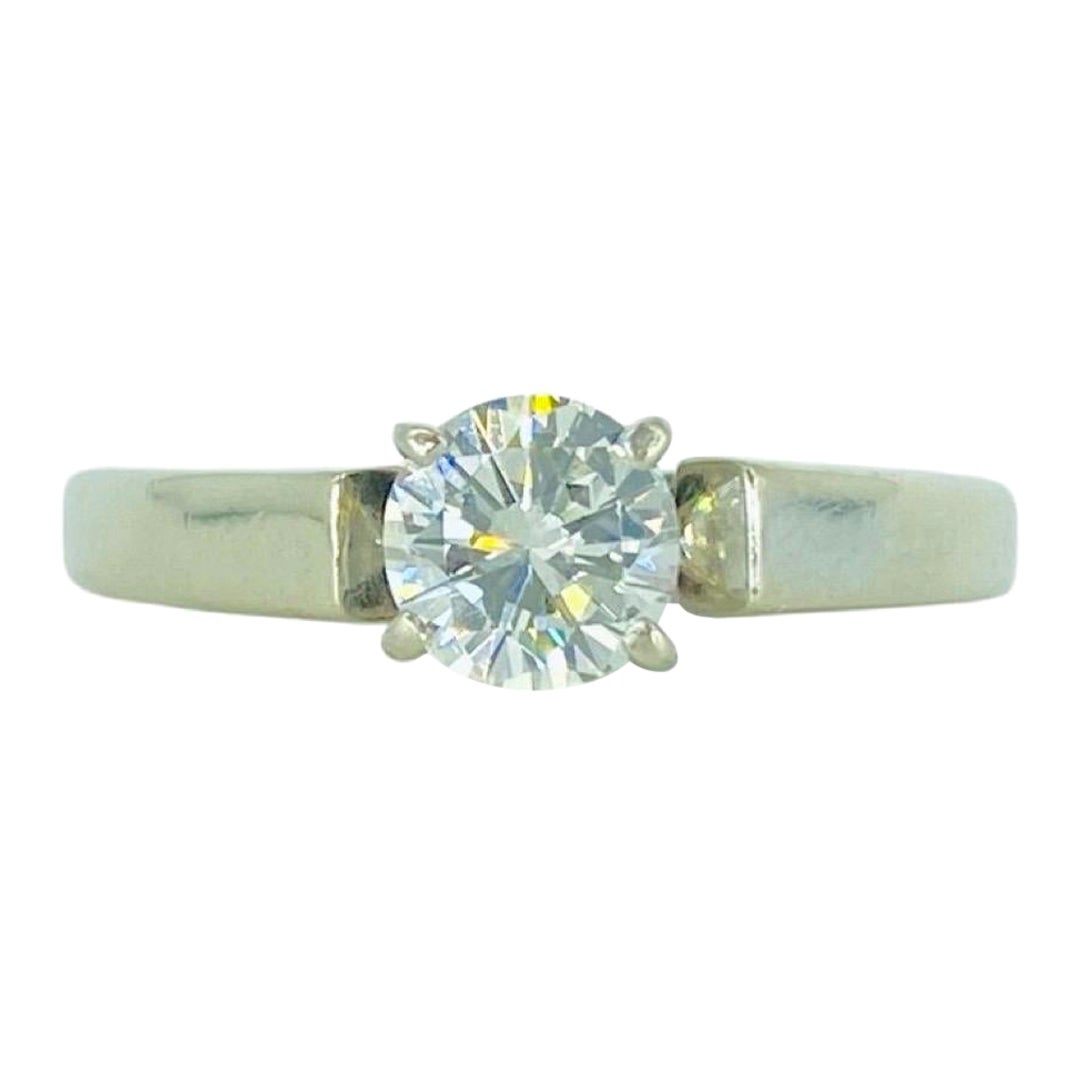 GIA Certified 0.51 Carat Round Diamond Engagement Ring 14k White Gold