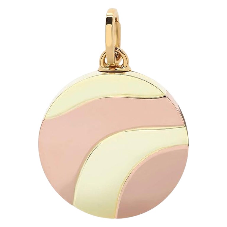 Wave Pendant Small Round - 18k Pink Gold and Yellow Gold For Sale