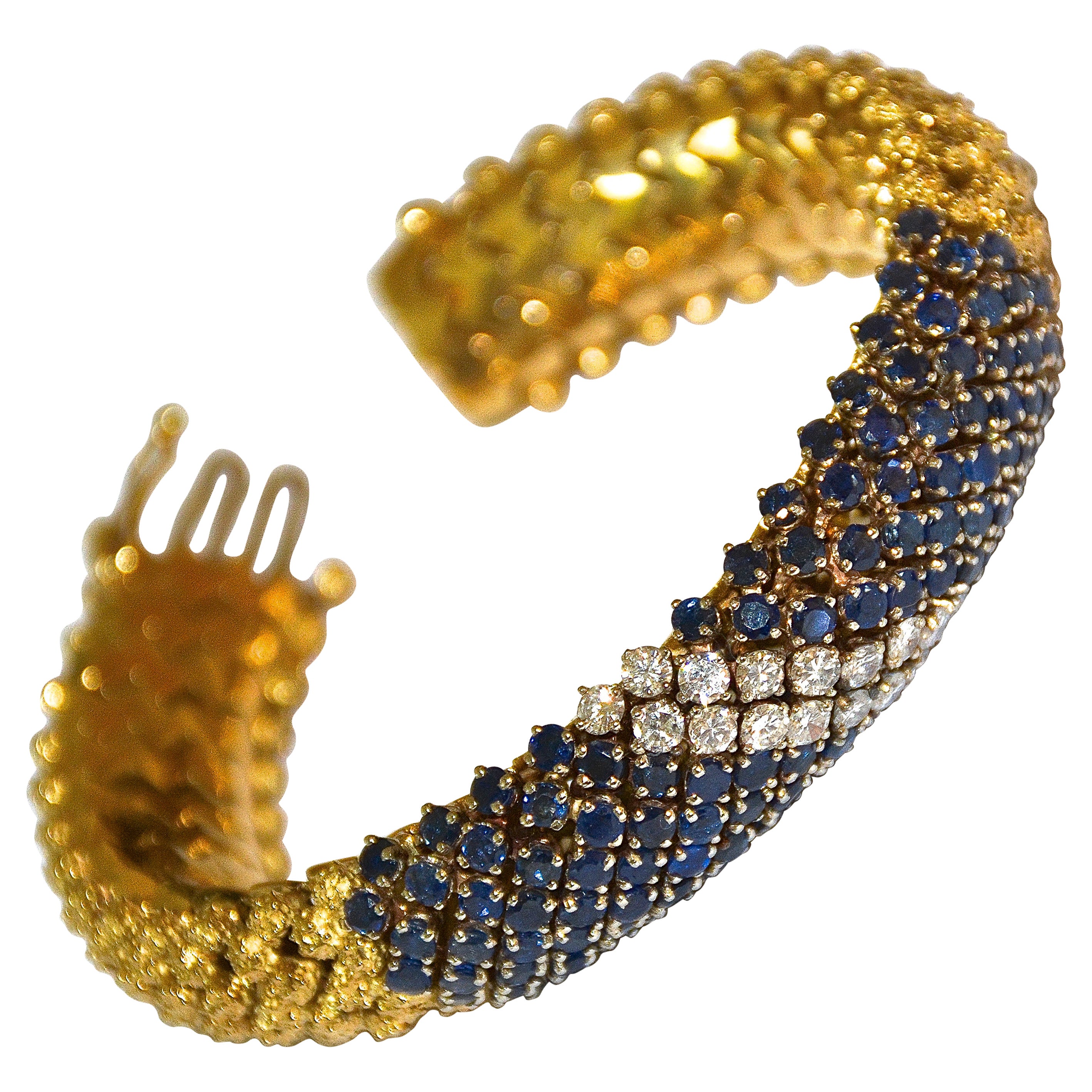 Diamond, Sapphire and 18k Gold 'Cous Cous' Flexible Link Bracelet