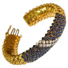 Vintage Diamond, Sapphire and 18k Gold 'Cous Cous' Flexible Link Bracelet