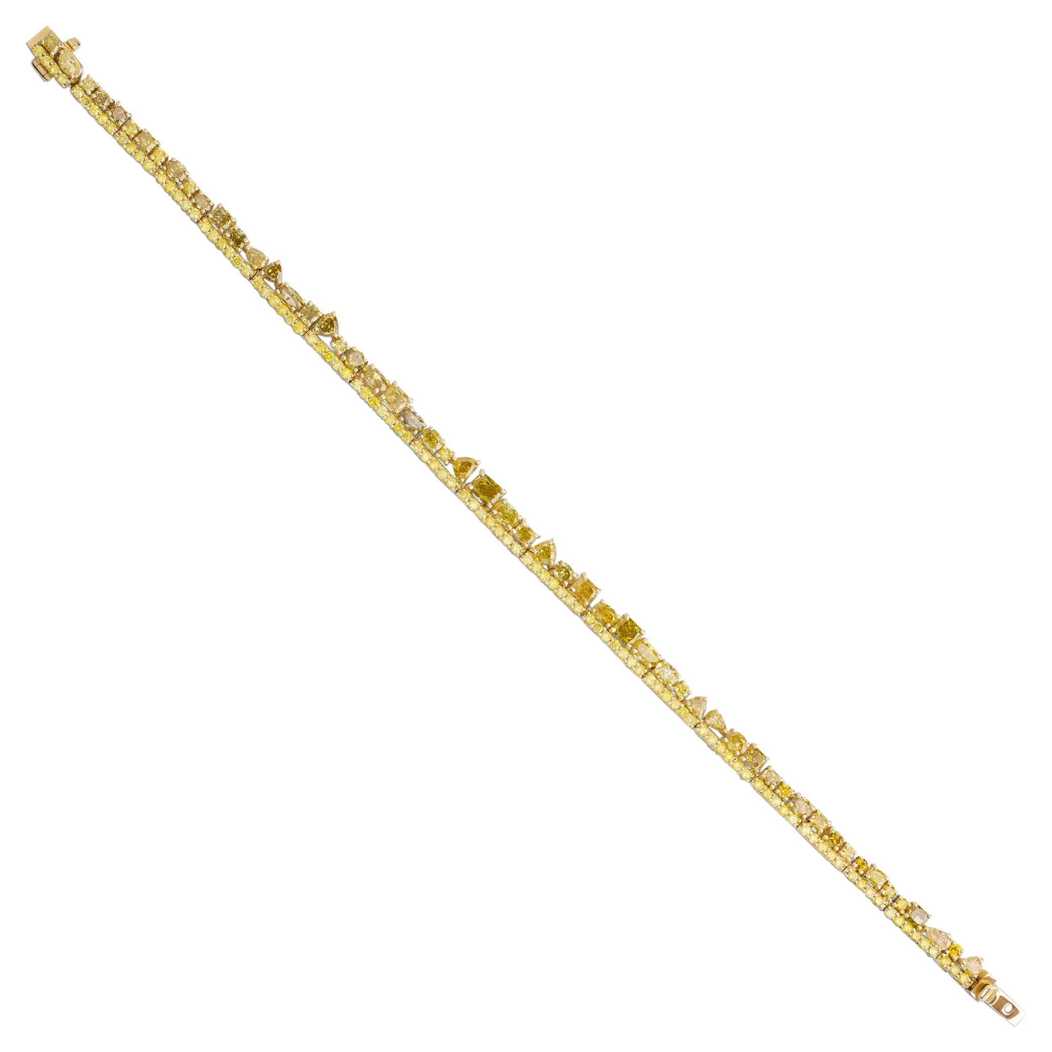 GIA Certified Yellow Diamond Tennis Bracelet in 18 Karat Yellow Gold