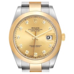 Rolex Datejust 41 Steel Yellow Gold Diamond Mens Watch 126303 Box Card