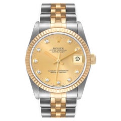 Rolex Datejust Steel Yellow Gold Diamond Watch 68273 Box Papers