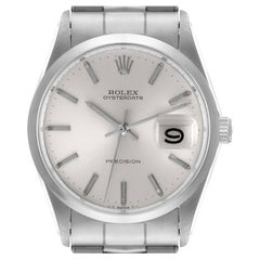 Rolex OysterDate Precision Silver Dial Steel Vintage Mens Watch 6694