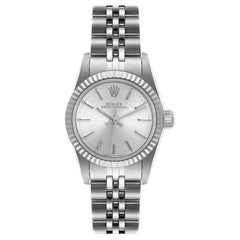 Rolex Oyster Perpetual Steel White Gold Silver Dial Ladies Watch 67194 Box