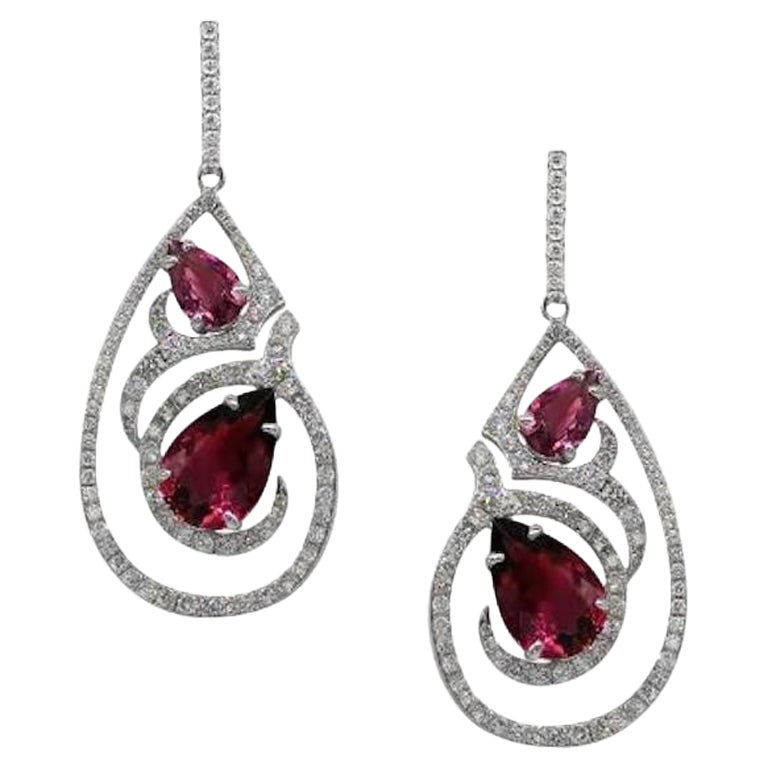 Boucles d'oreilles à la mode élégantes en or 14 carats avec tourmaline et diamants en vente