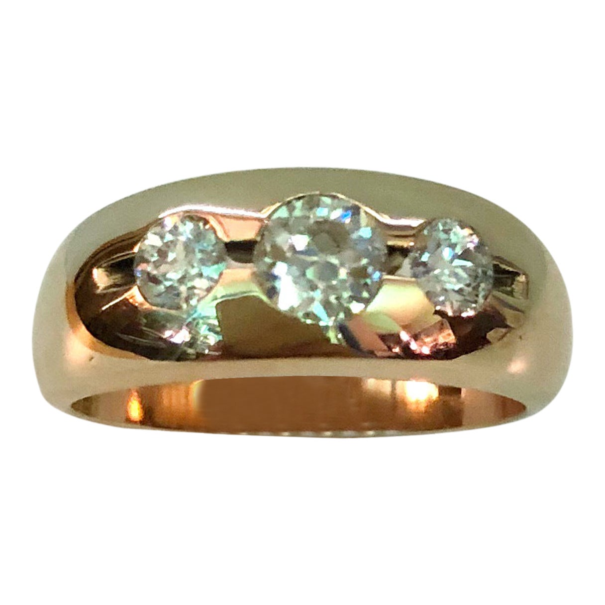 14 Karat Roségold Diamant-Ring im Angebot