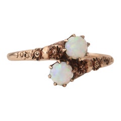 Vintage Toi et Moi Opal Rose Gold Hand Carved Ring NCR288, circa 1920s