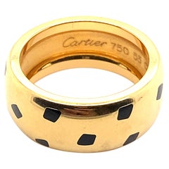 Retro Panthère de Cartier Ring With Black Lacquer 18 Karat Yellow Gold, 1990