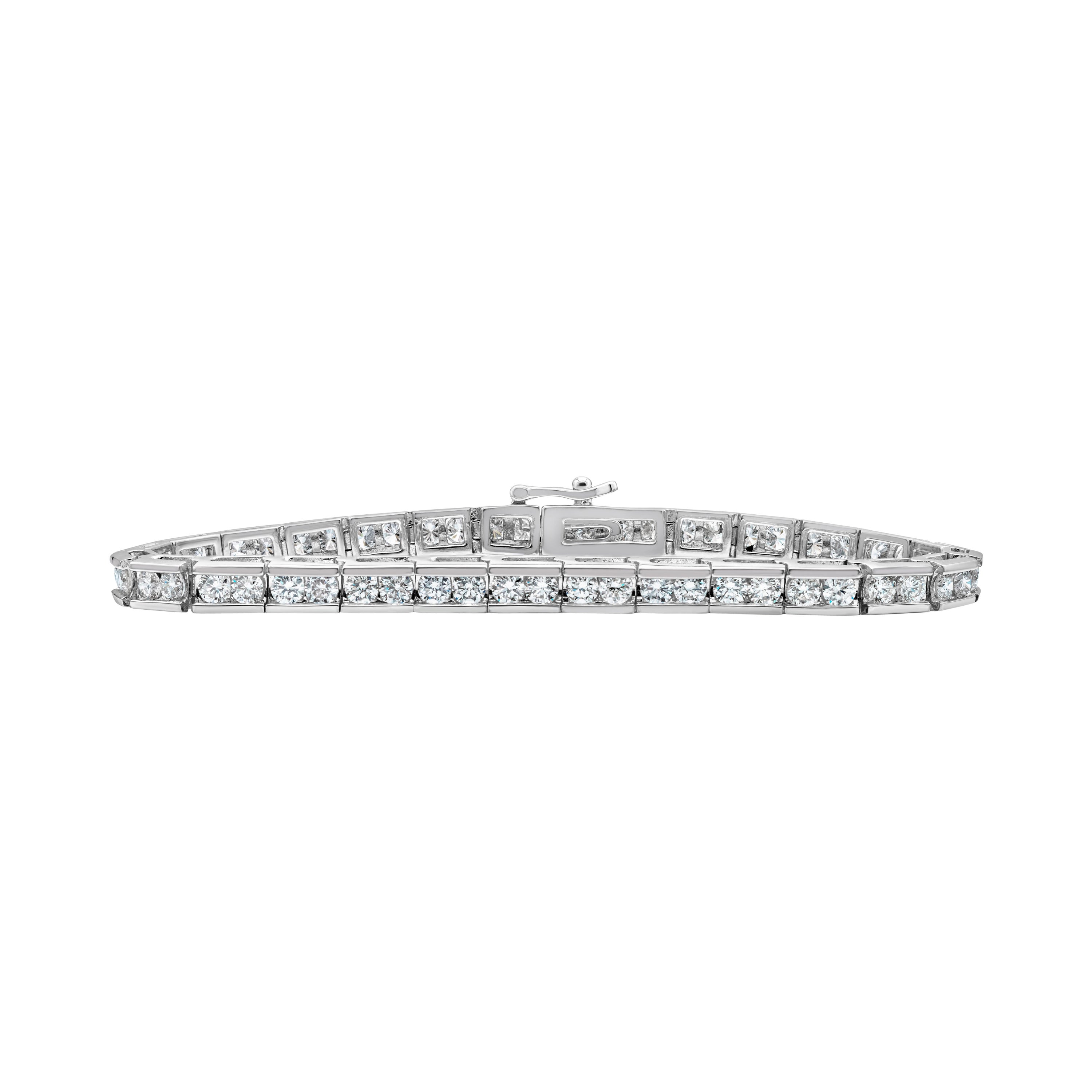 4.95 Carats Total Brilliant Round Diamond Double Channel Set Tennis Bracelet