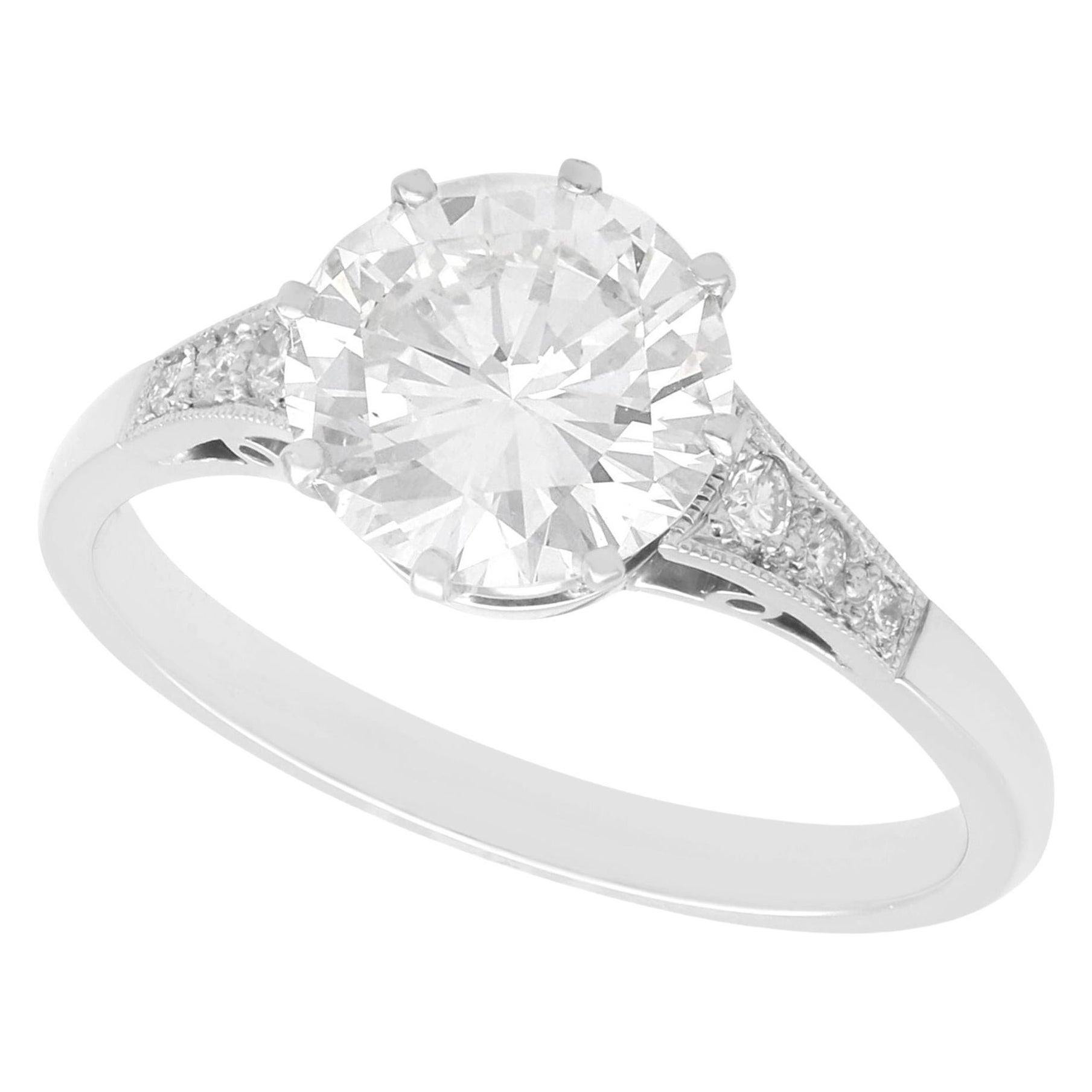 2.04 Carat Diamond and Platinum Solitaire Ring For Sale