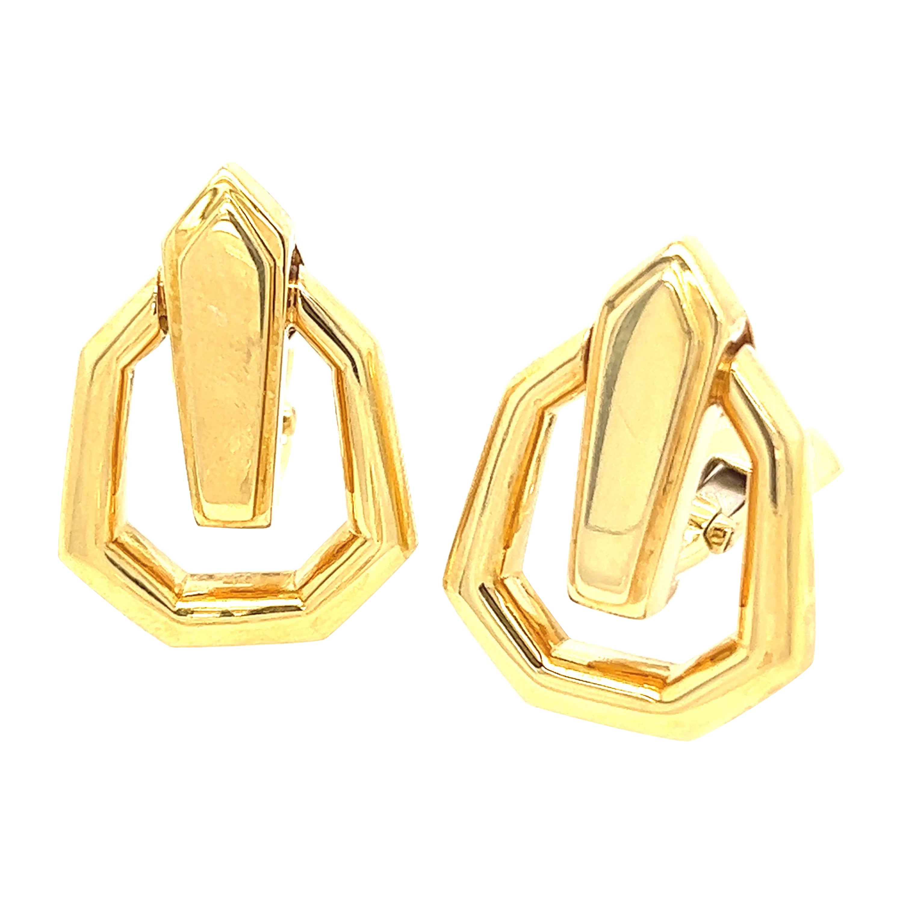 David Webb 18k Yellow Gold Door Knocker Style Earrings